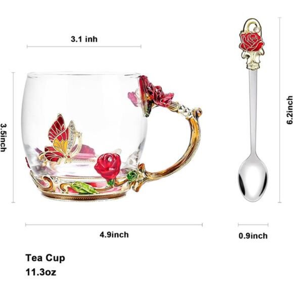 Valentines Day Gifts Glass Coffee  and Enamels Mug - Picture 3 of 7